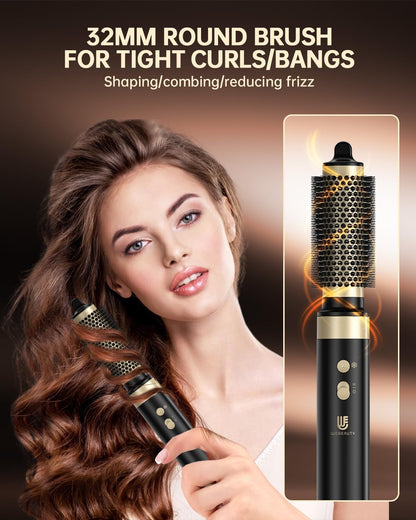 6-In-1 Airstyler Zwart – Föhnborstel – Haardroger – Volumeborstel – Air Krultang – Dual Voltage 110-240 V – 110.000 Omw/Min, 30 M/S En 500 Miljoen Negatieve Ionen