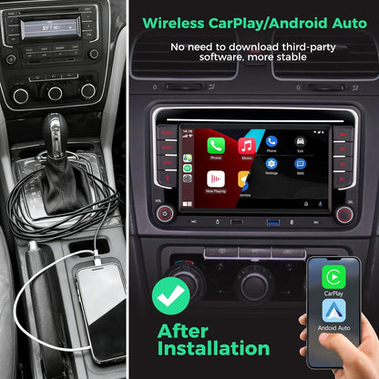 Auto Audio voor VW Systeem Upgrade OEM Hi-Fi geluidskwaliteit | Bluetooth 5.0 met draadloze Carplay Andriod Auto DSP Audio systeem Smart Sound aanpassing | Plug-and-Play voor VW Golf/Passat/Tiguan