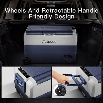 AAOBOSI Compressor-koelbox, 50 l, koelbox auto met wifi-app-bediening, 12/24 V en 100-240 V, elektrische koelbox, tot -20 °C, voor auto, vrachtwagen, boot, camper, camping, dual zone en twee