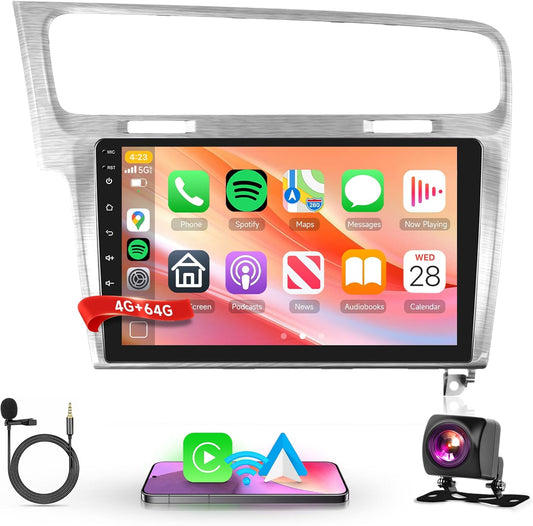 Rimoody 4G+64G Wireless CarPlay Android Car Radio for VW Golf 7 2013-2018 10.1 Inch Touch Screen Car Radio 2 DIN with Android Car Navigation GPS WiFi Mirror Link Bluetooth FM/RDS / 32EQ/USB/SWC - QUORE