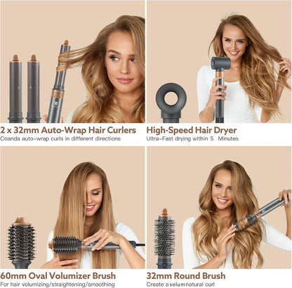 6-In-1 Haardroger – Föhn – Haarstyler – Föhnborstel – Multistyler – 110.000 Omw/Min – 500 Miljoen Ionen