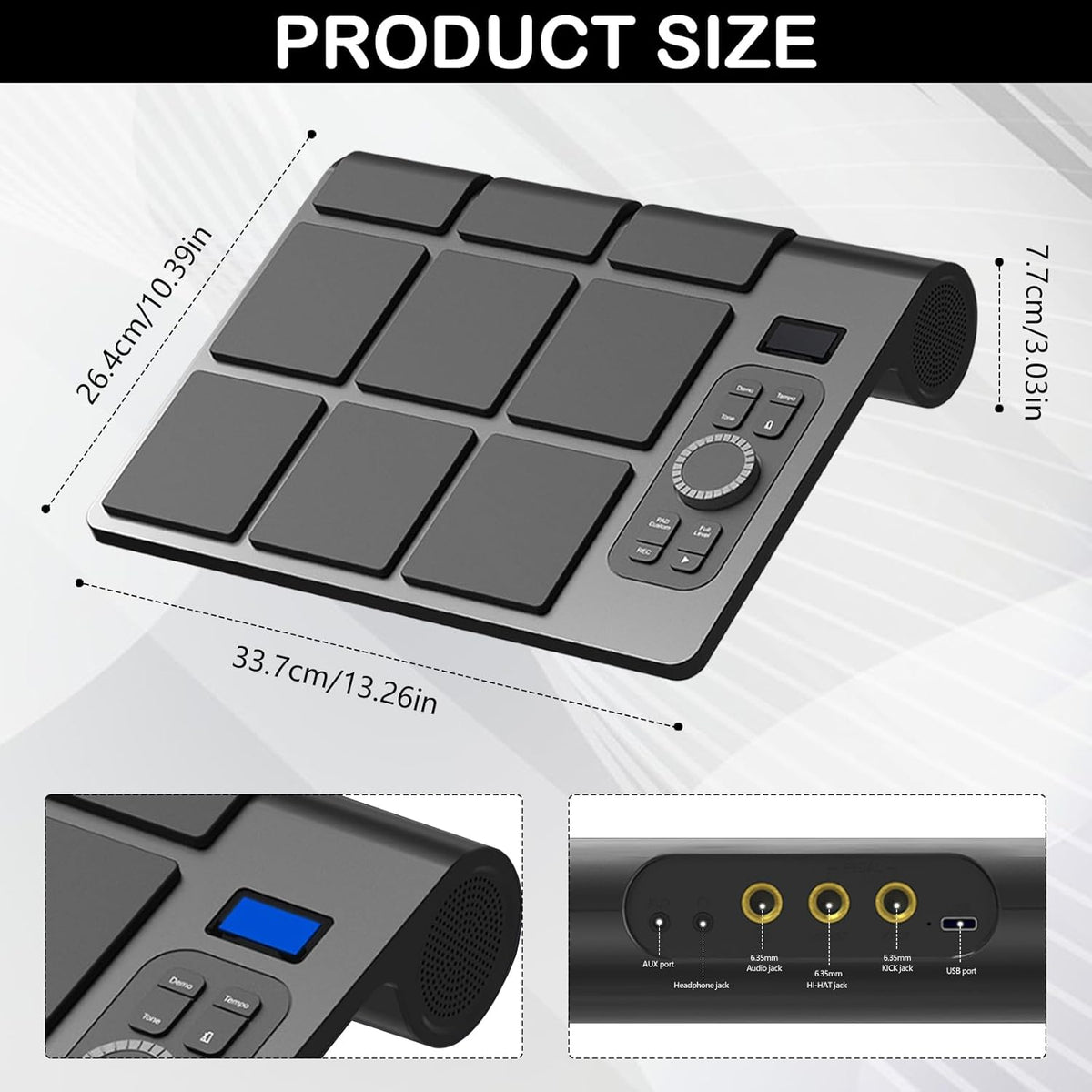 Draagbaar Elektronisch Drumstel – Elektronisch Drumstel – Digitale Drumset – Elektrische Drumkit – Tafel Drumstel – 9 Gevoelige Pads – Ingebouwde Stereo Luidsprekers