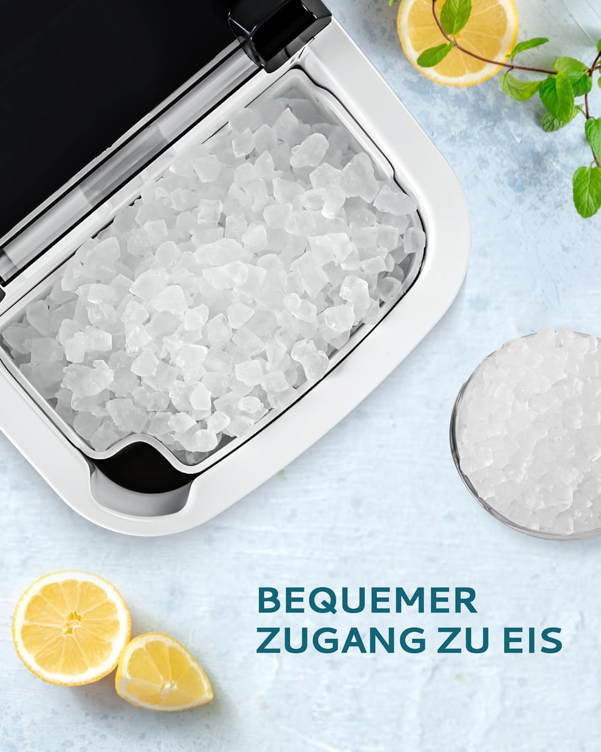 EUHOMY IJsblokjesmachine, 15 kg/24 uur, productie in 6 minuten, crushed ice maker, nuggets Ice, automatische reiniging, 120 W tafel-ijsblokjesmachine, infraroodsensor, energiezuinig, zwart