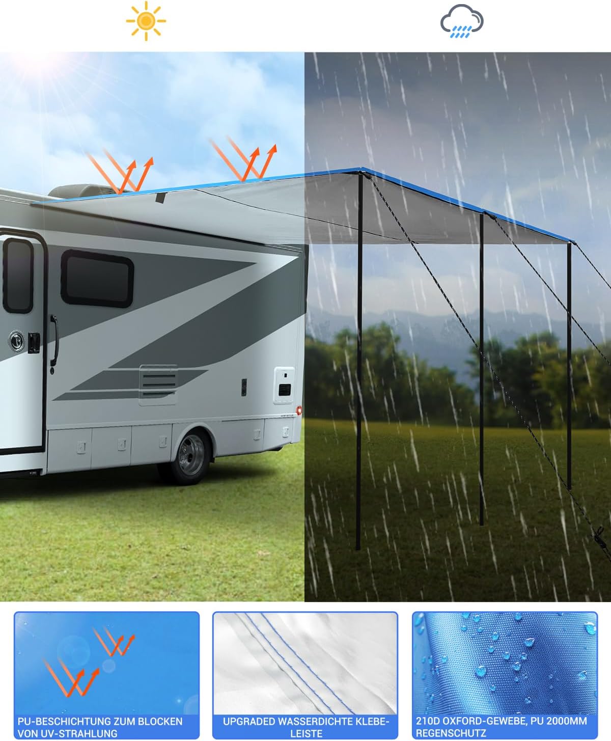 SUPAREE Caravan Luifel Auto Camping Luifels (Blauw, 3.5x2.4m)