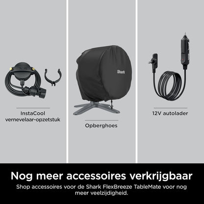 Shark FlexBreeze TableMate Snoerloze Ventilator Binnen & Buiten, Tot 24 Uur Gebruikstijd, Hoge Snelheid Koeling, 20 m Bereik, Stil & Duurzaam, 5 Snelheden, Oscillatie, Afstandsb., Wintermist FA150EU