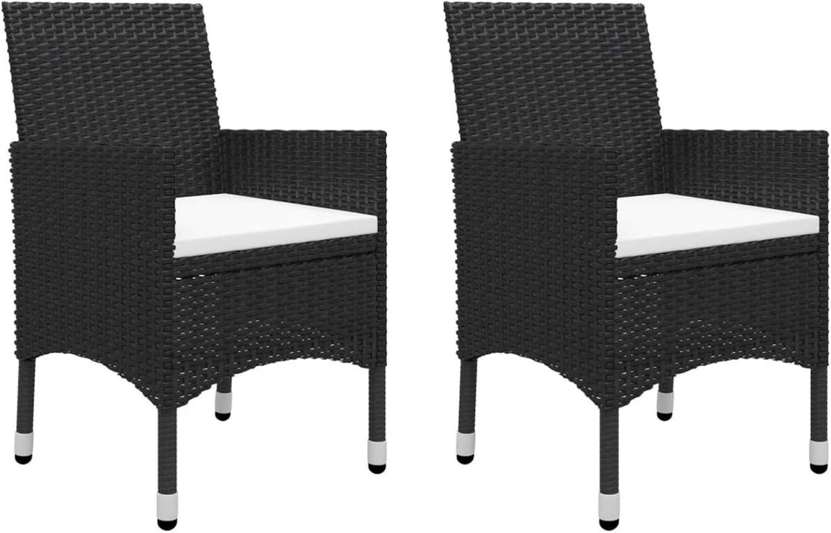 Tidyard Giaridno Poly Rattan and Steel Bistro Set Coffee Table and 2 Chairs Rattan Table and Garden Chairs Outdoor Rattan Garden Furniture Rattan Dining Room Set for Outdoor Use - QUORE