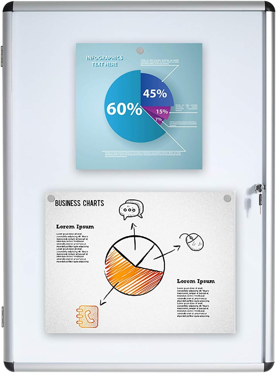 Bi-Office Magnetische vitrine Enclore, gelakt stalen oppervlak, acryl deur, aluminium frame, 72 x 67,4 cm (6X A4), wit
