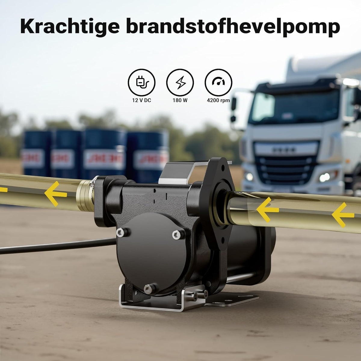 Wiltec brandstof hevelpomp 12 V, 180 W brandstofpomp 40 l/min, overhevelingspomp voor diesel/benzine, transferpomp 4200 rpm