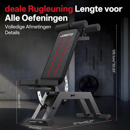 JOROTO MD70 Halterbank Verstelbaar, Multifunctionele Trainingsbank met Maximale Belasting 400KG/880LBS, 8-Weg Rugleuning & 5-Weg Zitting Verstelbaar, Fitnessbank voor Volledig Lichaamstraining