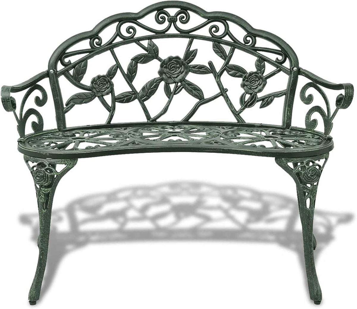 Garden Bench Made of Cast Aluminium Green 100 x 54 x 80 cm Patio Bench Garden Bench - QUORE