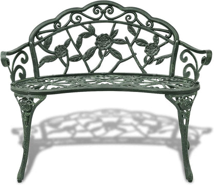 Garden Bench Made of Cast Aluminium Green 100 x 54 x 80 cm Patio Bench Garden Bench - QUORE
