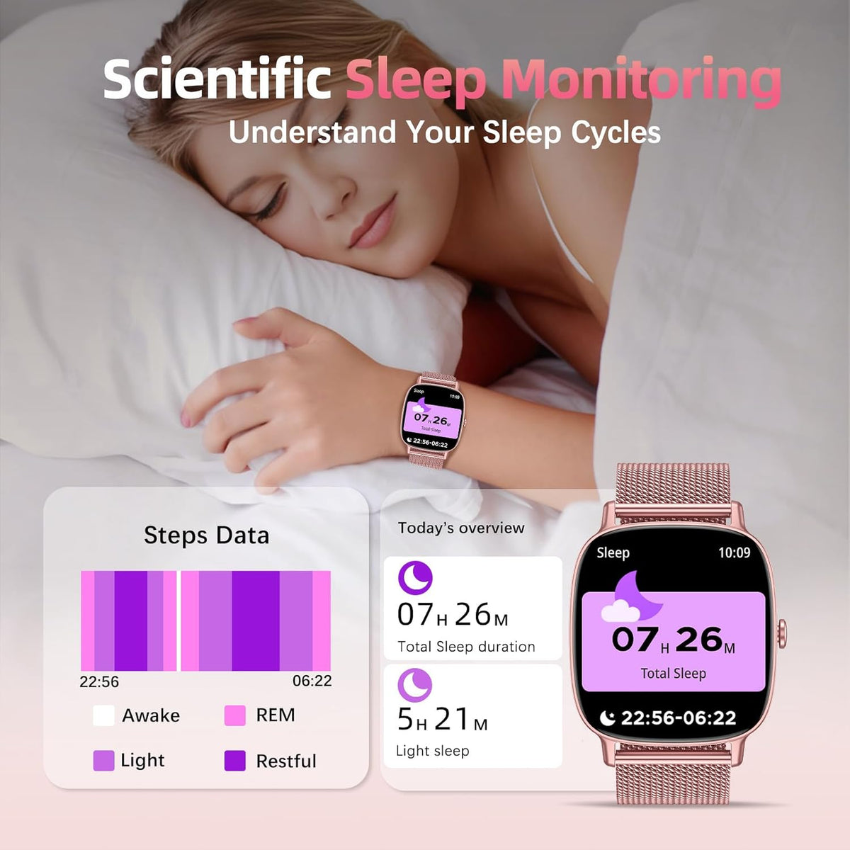 coioc Smartwatch voor dames, HD fitnesstracker, meer dan 120 sportmodi, fitnesshorloge voor iOS en Android, goud