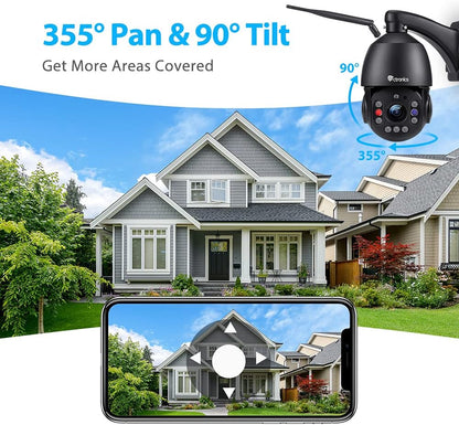 30X Zoom 5MP Outdoor PTZ Wifi Camera, Ctronics Video Camera met Pan 355 ° Tilt 90 °, 150m Nachtzicht, Auto Tracking, Menselijke Detectie, Hoorbaar Alarm, 2-Way Audio, Waterdicht 66-Zwart
