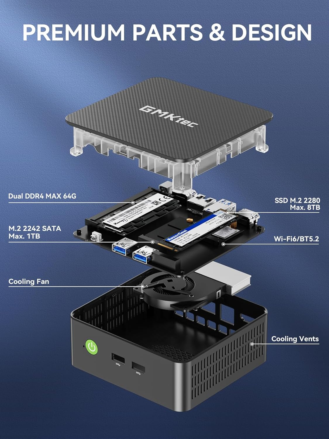 GMKtec G3S N95 Mini PC Intel 3.4GHz, 3 Jahre Produktschutz, 8GB DDR4 + RAM 256GB SSD, Mini Computer 4K Dual HDMI/WiFi/BT/RJ45 Ethernet, Micro PC für Business/Heimkino/Schule Win 11