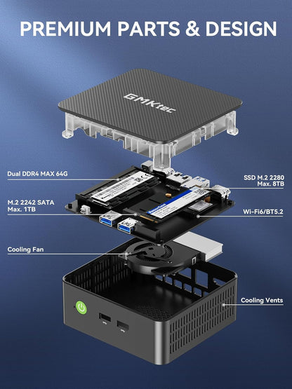 GMKtec G3S N95 Mini PC Intel 3.4GHz, 3 Jahre Produktschutz, 8GB DDR4 + RAM 256GB SSD, Mini Computer 4K Dual HDMI/WiFi/BT/RJ45 Ethernet, Micro PC für Business/Heimkino/Schule Win 11