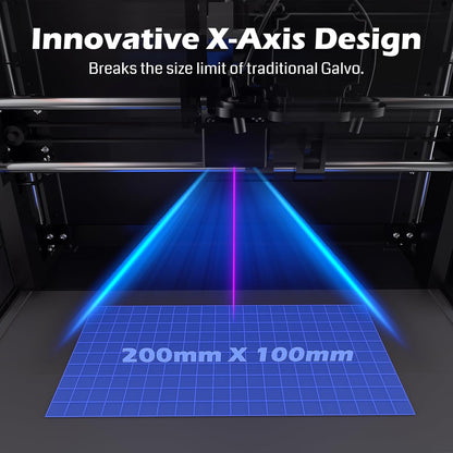 Genmitsu Kintix 10W galvo-lasergraveermachine, tot 90.000 mm/min hogesnelheidsmarkering, hybride X-asontwerp, automatische heffunctie, LightBurn-compatibel, veiligheidsklasse 1