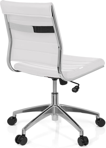 hjh OFFICE 720003 professionele bureaustoel TRISHA kunstleer wit moderne draaistoel zonder armleuningen, gewatteerde bekleding