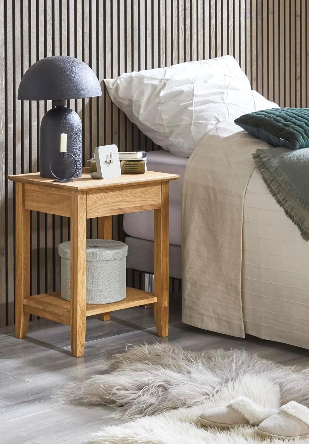 HAKU Console eiken, Massief hout - Maat: B 50 cm x H 60 cm x D 40 cm, Stijl: Traditioneel