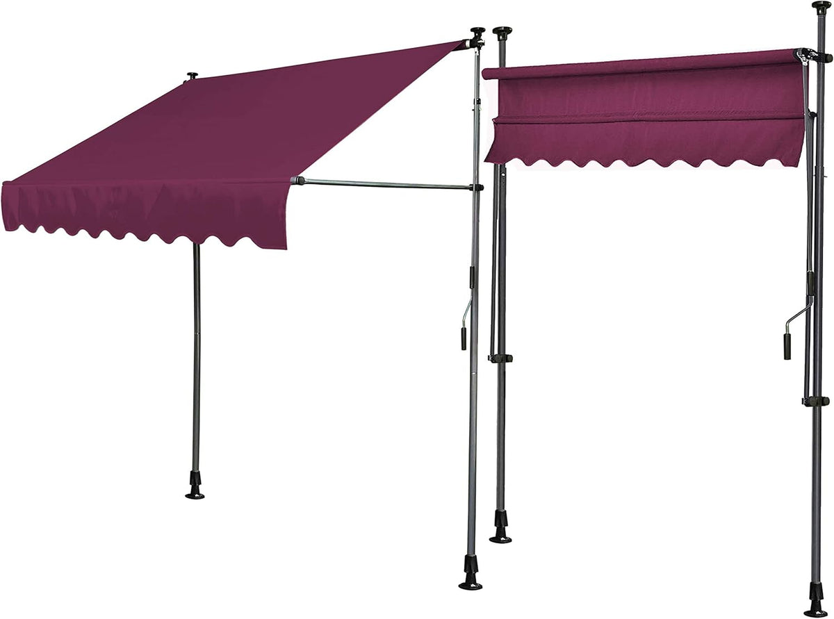 QUICK STAR klemluifel 300 x 130 cm Bordeaux balkonluifel zonwering terrasoverkapping in hoogte verstelbaar van 200-290 cm luifel balkon zonder boren