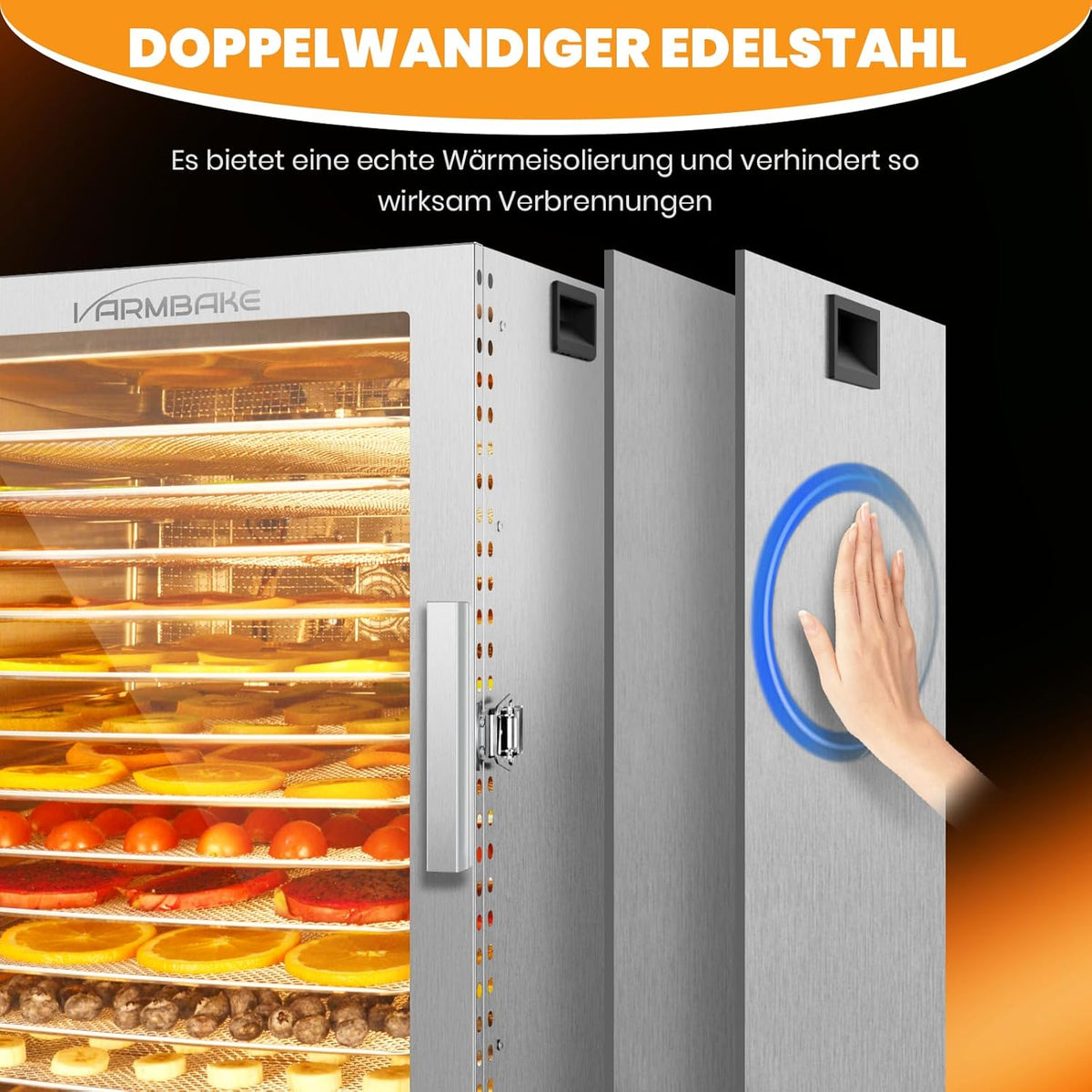 Voedseldehydrator, 12 roestvrijstalen trays, 10,9 ft² vleesdehydrator voor jerky, 800 W droger voor kruiden, temperatuurregeling van 190 °C, timer van 24 uur, krachtige droogcapaciteit voor fruit