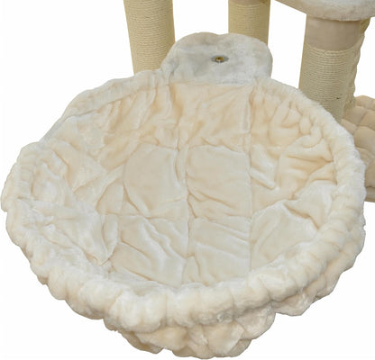 Krabpaal – Krabboom – Kattenboom – Kattenkrabpaal – Kattenmeubel – Extra Groot Ligvlak – Robuust Sisal & Hout – 158 x 85 x 49 cm – Beige