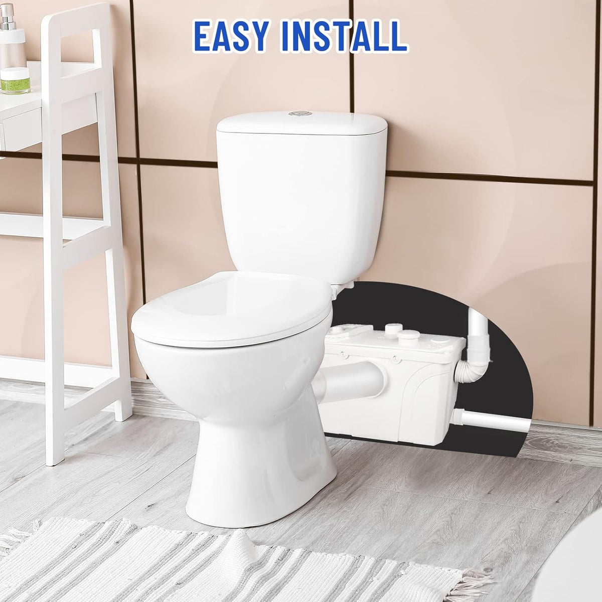 Sanitaire hakselaar, 700 W, afvalwaterpomp, 190 l/min, verticaal, 7 m, met 4 waterinlaten, geschikt voor toiletpompen, douches, badkuipen, wastafels