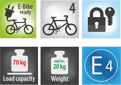 EUFAB 11514 Koppelingsdrager "Luke" voor 4 fietsen,zwart