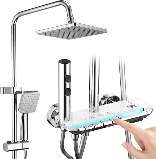 Doucheset – Regendouche – Handdouche – Watervaluitloop – Bidet Spray – LED Temperatuurdisplay – 30 cm Regendouchekop