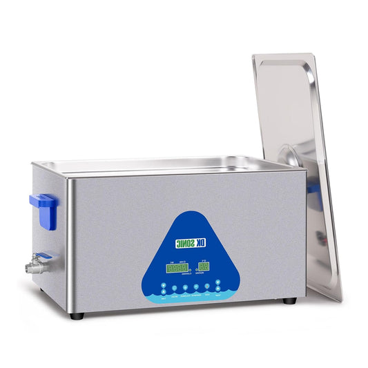 DK SONIC Industrial Ultrasonic Cleaner, 22L 480W Sound Cleaner with Heating & Timer, Digital Control for Motors, Carburetors, Chains (Including Basket) - QUORE