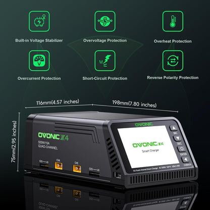 4-kanaals LiPo Oplader – Batterijlader – Balancer – Acculader – Li-Ion Oplader – 500 W Vermogen – Geïntegreerde Veiligheidsfuncties