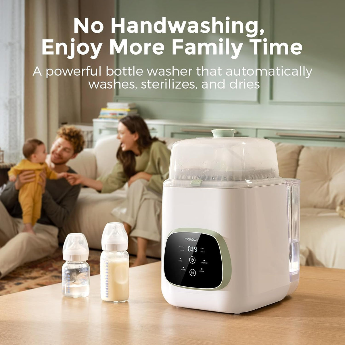 Momcozy BS03 KleanPal Pro All-in-One flessenreiniger, sterilisator en droger voor babyflessen, pompsets en babybenodigdheden, tijdbesparend en moeiteloos te onderhouden