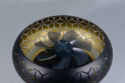 Reality Leuchten Fan BIDAR R61574031, matzwart/goud, metaal, 15 W, 3 x E27, apart schakelbaar