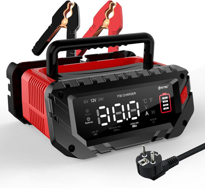 Autolader – Auto-Acculader – Batterijlader – Snelader – Accu Oplader – Intelligent 9-traps Laadproces – Geschikt voor 6V/12V/24V Lithium-ion en Loodzuur
