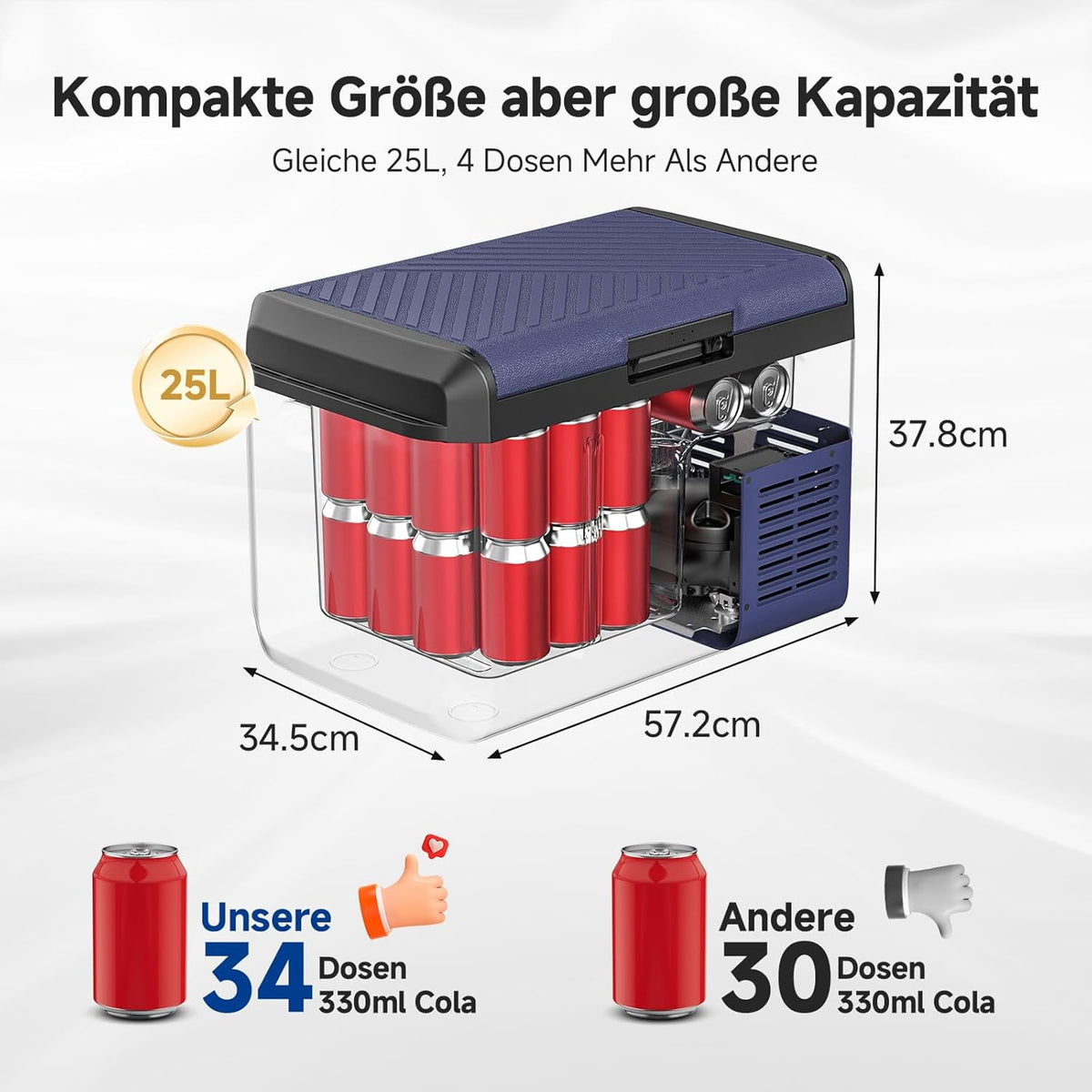 AAOBOSI Koelboxer 25L: Camping Koelkast 12v 240v, -20°C tot 20°C Compressor 12v Koelvriescombinatie voor Camper, Auto, Vrachtwagen, Boot, Camper, Reizen, Picknick