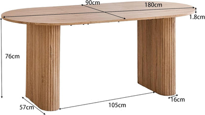 Grote Ovale Eettafel – Ovale Tafel – Keukentafel – Werktafel – Vergadertafel – MDF Houtlook – 180 x 90 cm – Rustiek & Stevig Ontwerp