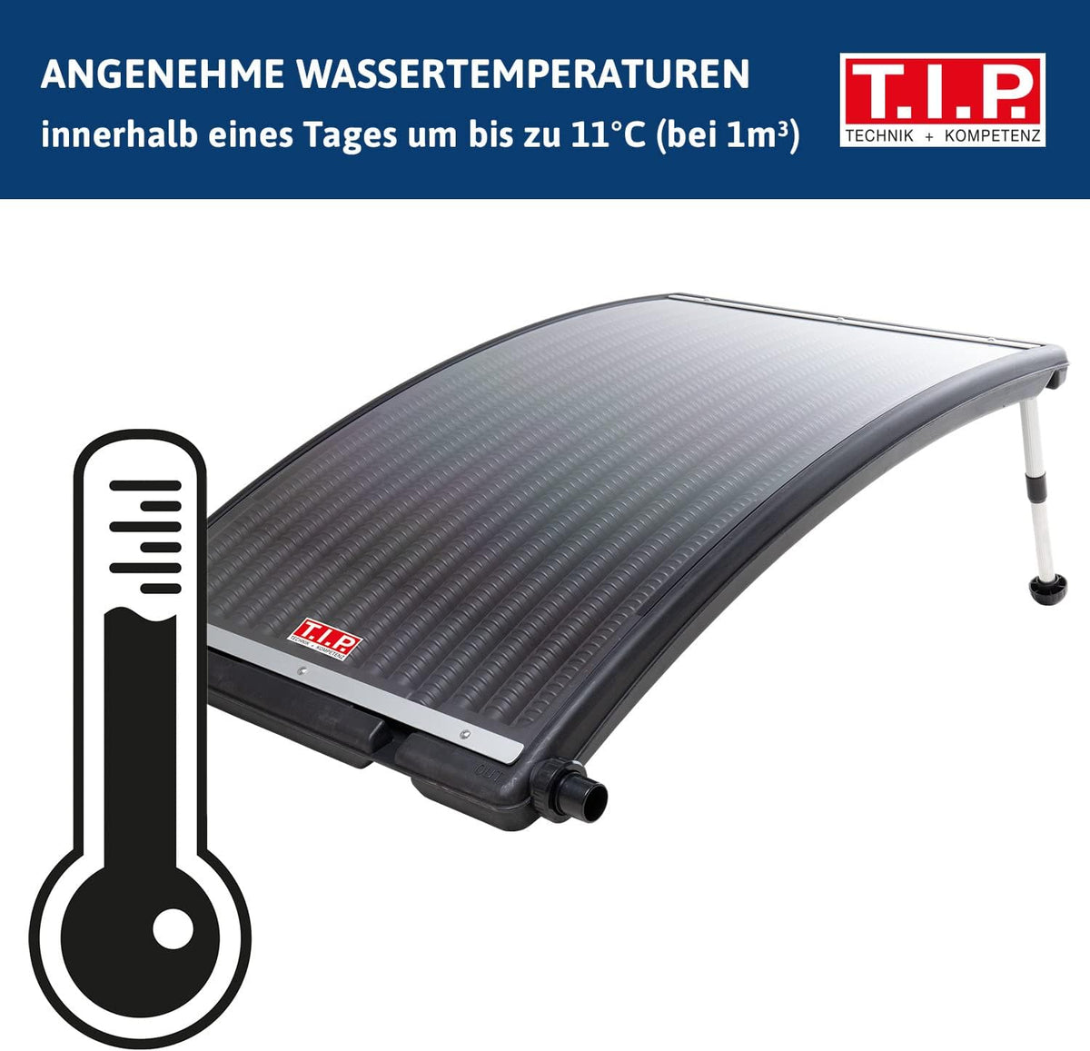 T.I.P. SPH 10000, 30463 Zwembadverwarming op zonne-energie, zwembadverwarming (20 m³ bekkengrootte, eindeloos uitbreidbaar, 10.000 l/h debiet, zonnepaneel-zwembad, 32/38 mm slangaansluiting, 110 x 67