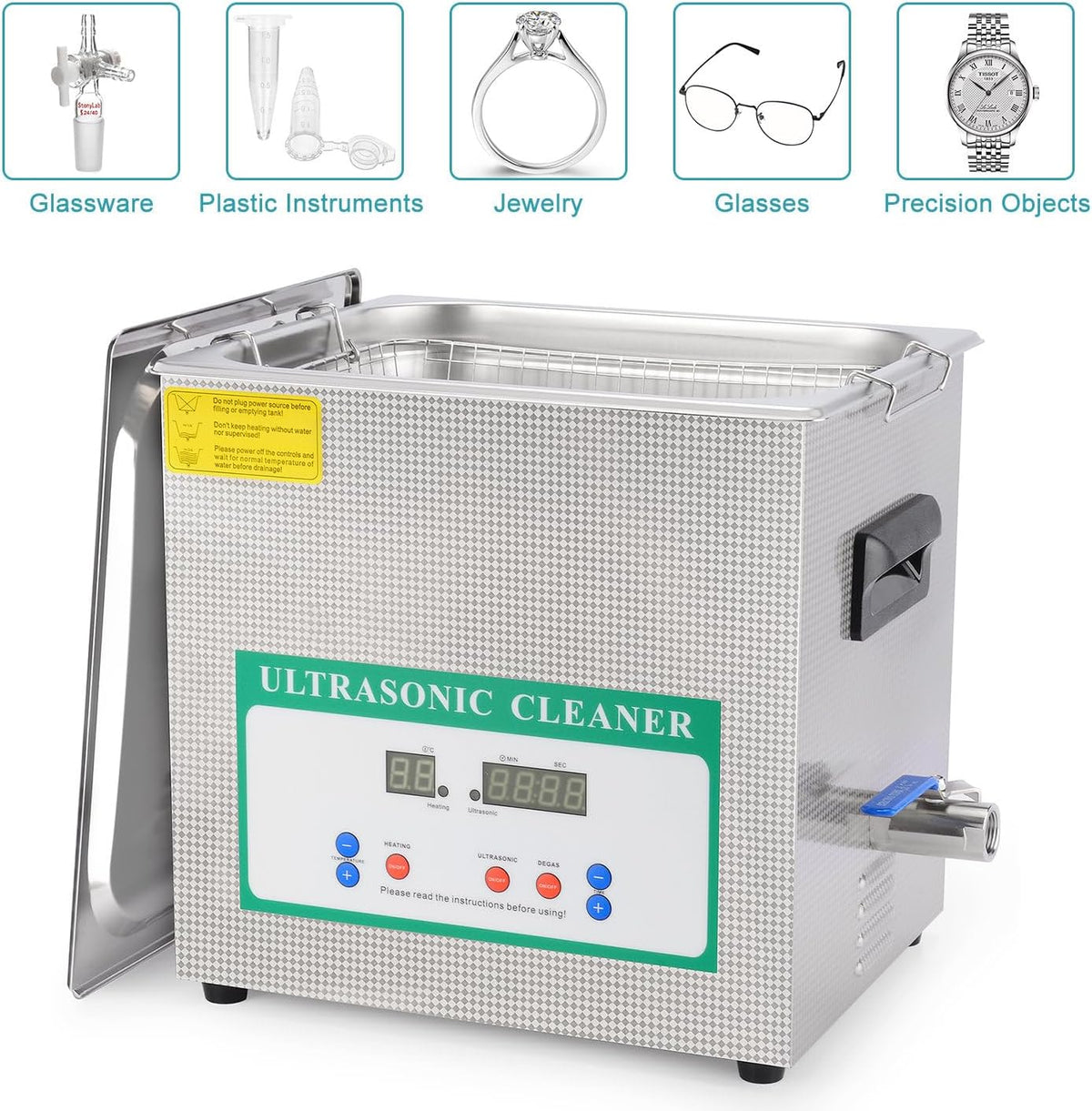 Ultrasoon Reinigingssysteem – Ultrasone Reiniger – Ultrasoon Schoonmaakapparaat – Reinigingsmachine – Ultrasoon Tank – 10 Liter Inhoud – 40 kHz Frequentie – Roestvrij Staal – Instelbare Temperatuur en Timer