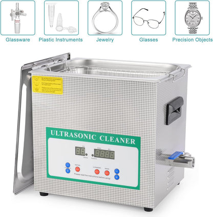 Ultrasoon Reinigingssysteem – Ultrasone Reiniger – Ultrasoon Schoonmaakapparaat – Reinigingsmachine – Ultrasoon Tank – 10 Liter Inhoud – 40 kHz Frequentie – Roestvrij Staal – Instelbare Temperatuur en Timer
