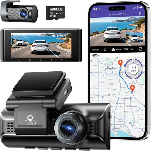 Dashcam Auto Voor en Achter – Dashboardcamera – Autocamera – Dubbele Dashcam – Auto Camera – 4K Voorcamera + 2,5K Achtercamera – 5,8GHz WiFi en GPS