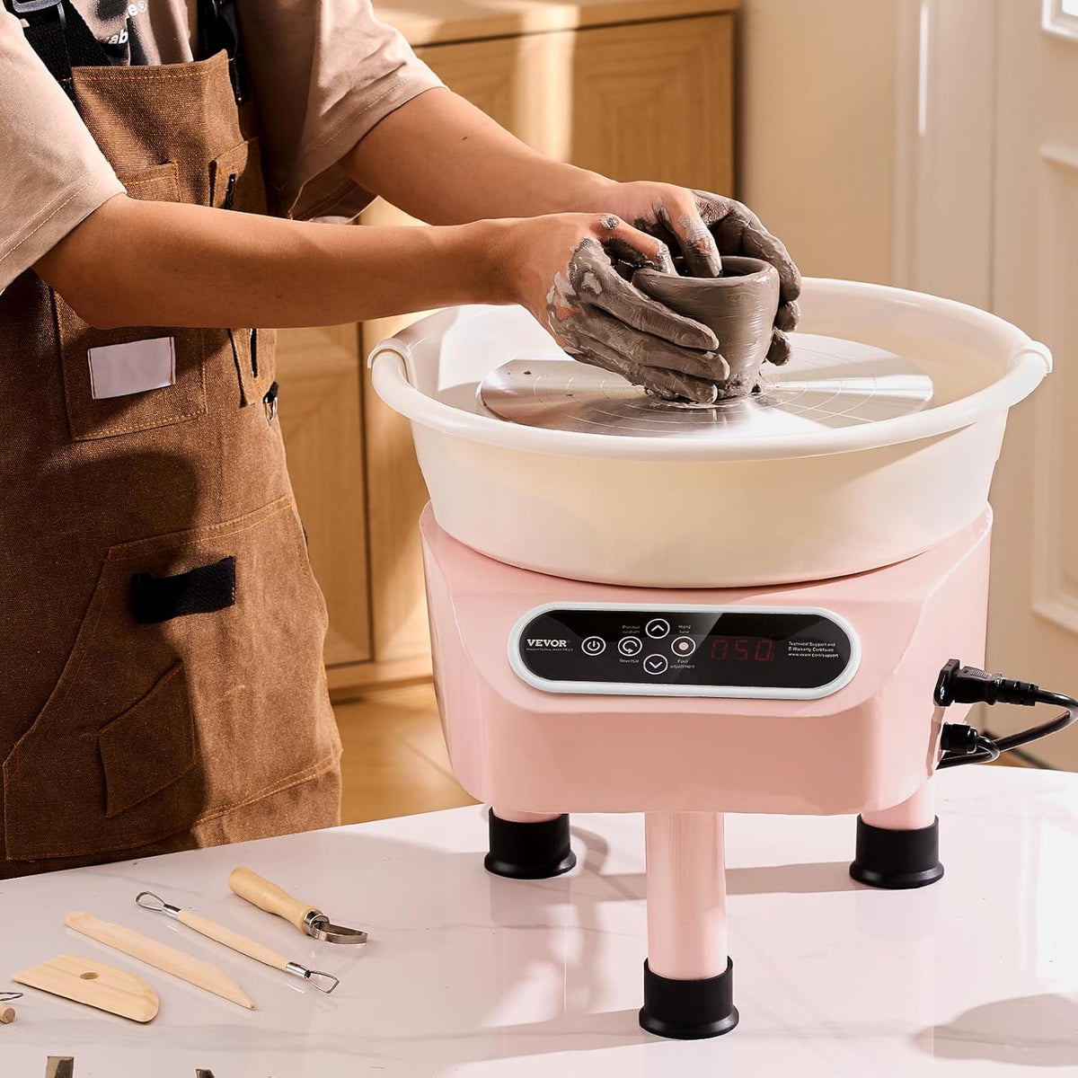 Draaischijf Keramiek – Pottenbakkersschijf – Boetseerschijf – Pottenbakken – Aardewerk Wiel – 350W Motor – 250mm Draaiplateau Met Touchscreen & Voetpedaal