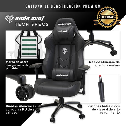 Anda Seat Dark Demon Dragon Gamingstoel voor volwassenen, ergonomische videogamestoelen, liggende bureaustoel, nek- en lendenrugsteun - grote zwarte premium PVC-lederen bureaustoel