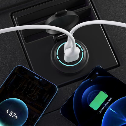 usb lader motorfiets – motor usb aansluiting – motorfiets oplader – usb charger motor – usb poort motorfiets – Waterdicht IP67 – Snelle QC3.0 & PD 30W Oplader met Blauwe Led