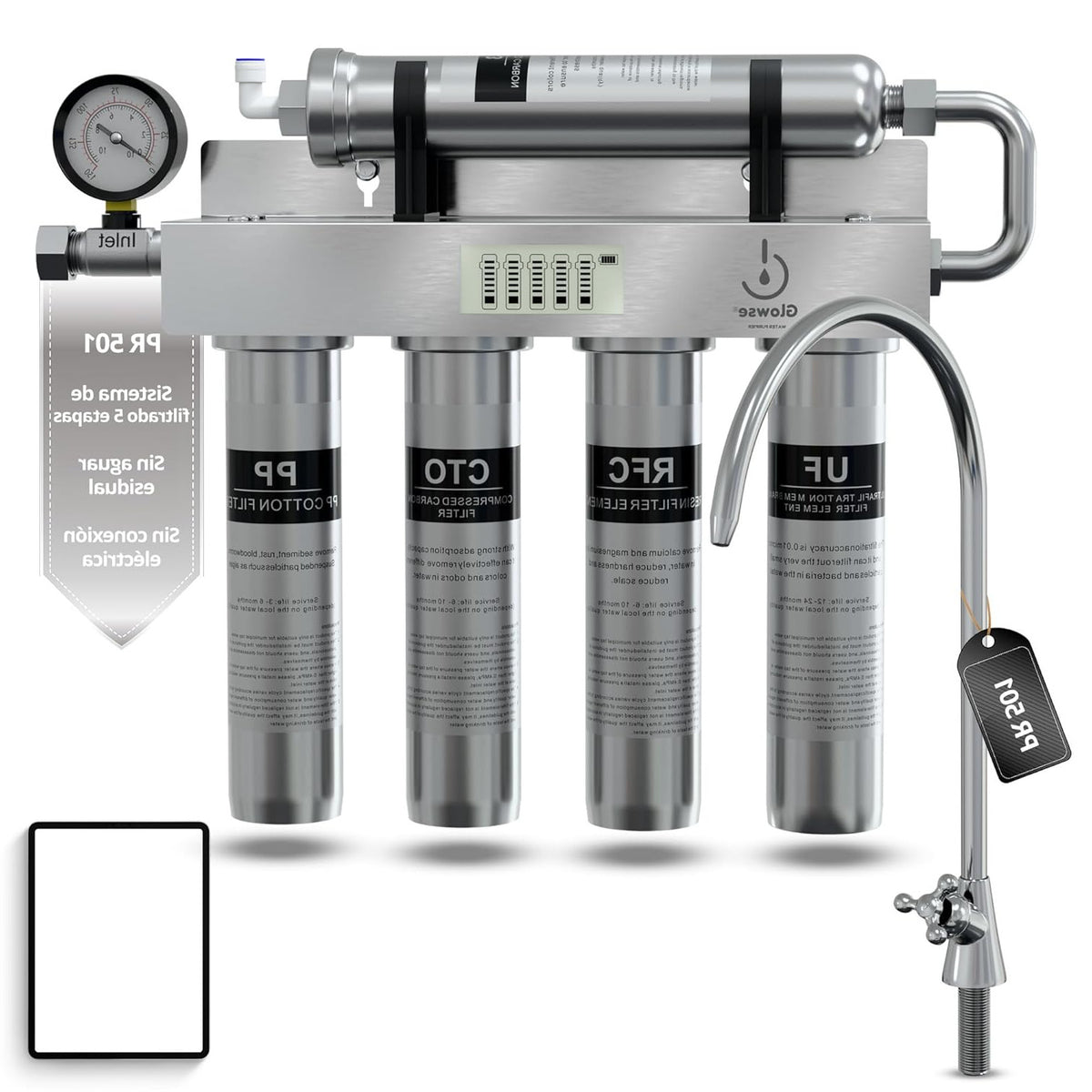PR501 Home Water Purifier, Filtration 5 Phases, Fast Flow, Reverse Osmosis Water Purifier, Water Purifier, Reverse Osmosis, Drinking Water Purifier. - QUORE