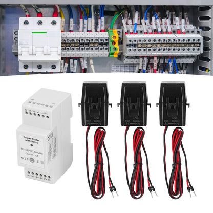 WiFi Smart Energy Meter 3 Fase Elektriciteit Monitoring Meter met 3.80A Stroomtransformator Stroom Spanning Amperage Energiemeter