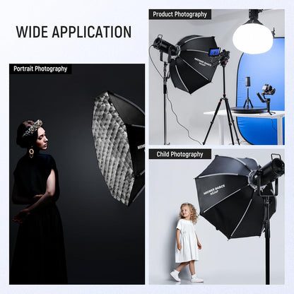 NEEWER BASICS Achthoekige Softbox Kit voor Studio Fotografie Video-opname Streaming, 35"/90cm Quick Release Bowens Mount Softbox/Grid/Lichtdiffusers/Bag, voor Continue Verlichting Strobe Flash, NS34P