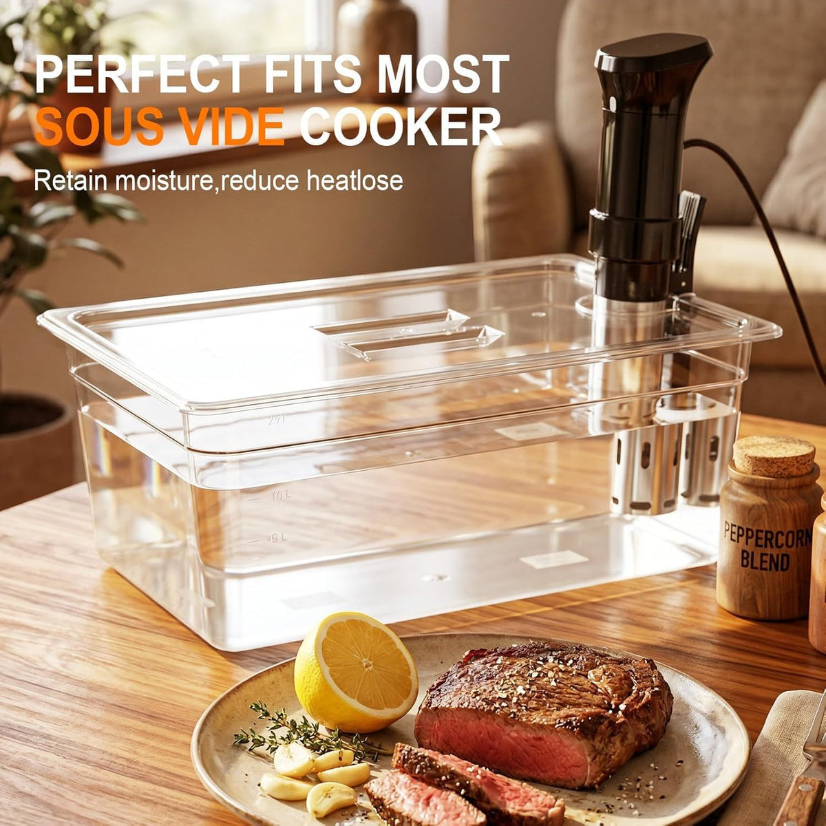 Qcwwy Overig Keukengereedschap Accessoires Sous Vide-container met Deksel 25 Liter voor Vrijwel Alle Onderdompelingscirculatoren Fornuizen Kristalhelder Transparant Accessoireset Slowcooker