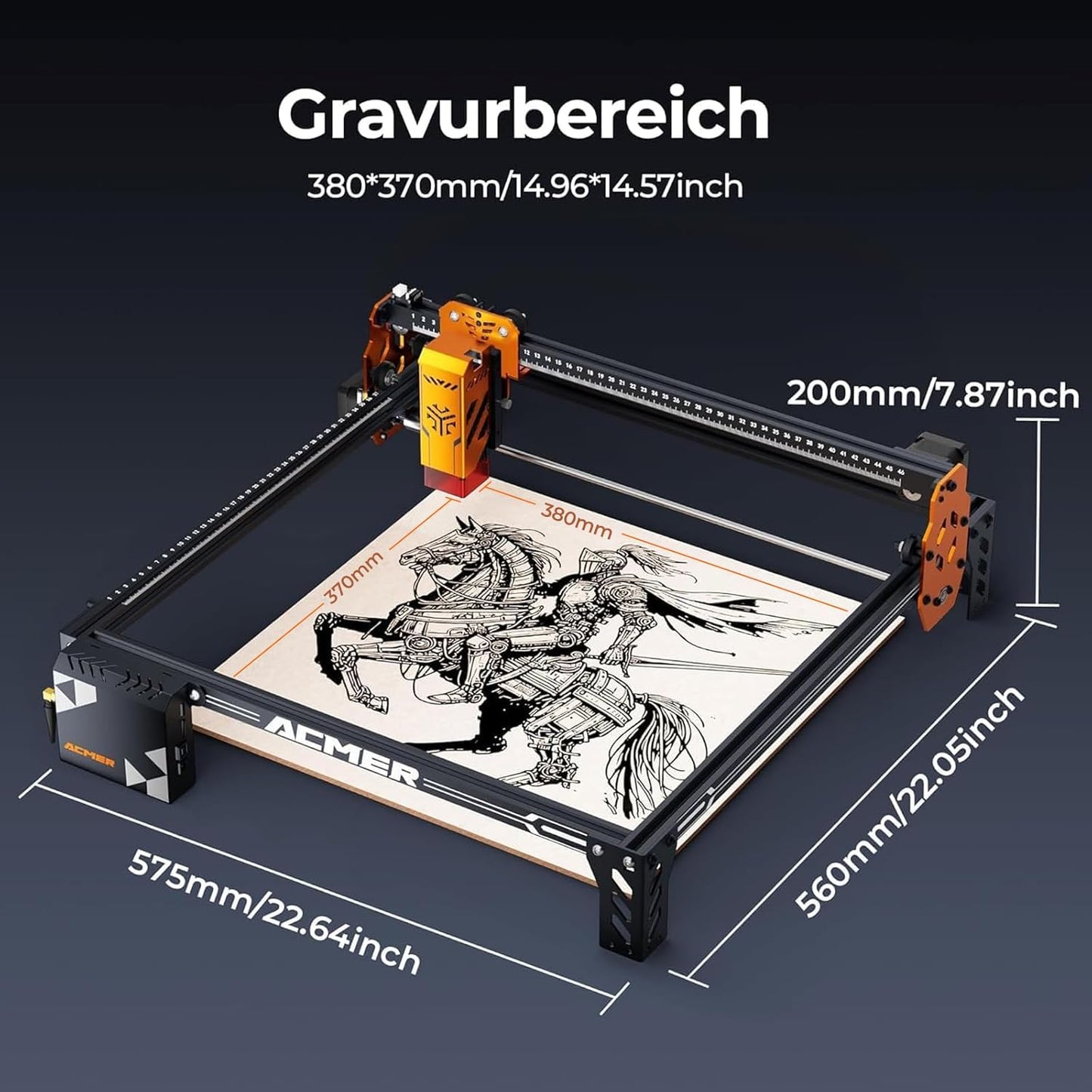 ACMER P1 S PRO 6W lasergraveermachine, graveeroppervlak van 380 × 370 mm,precisie van 0,01 mm. Zeer nauwkeurige lasergraveermachine voor doe-het-zelfprojecten in hout, metaal, acryl, leer, enz.