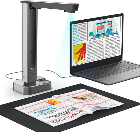 JOYUSING 16 MP boek- en documentscanner, 2e generatie automatische afvlak- en loslooptechnologie, A3, A4, OCR, conversie naar PDF/Word/Txt/Excel op Windows en PDF