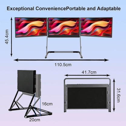 VSDISPLAY 15,6" 1080P FHD IPS Triple-Laptop-beeldscherm-verlenger, quad-monitor-compatibel voor Windows/Mac van 13,6 - 17 inch