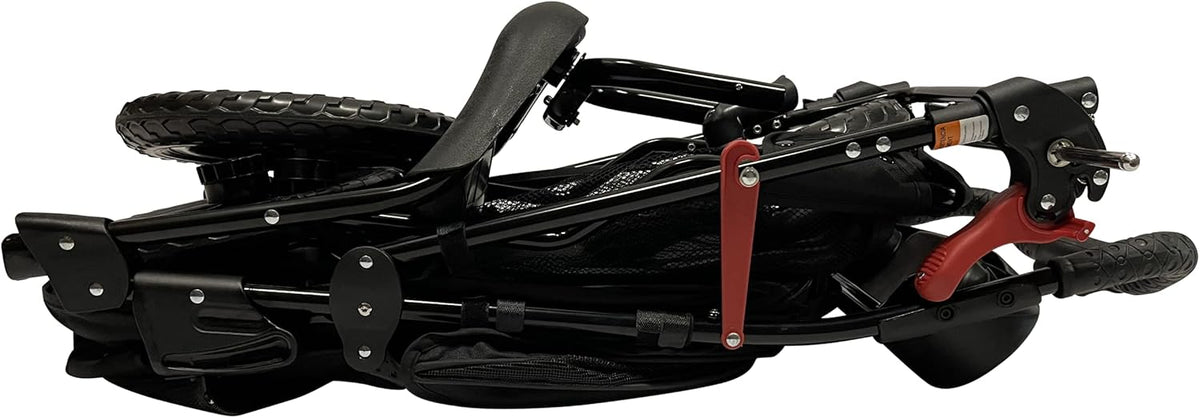 PETIQUE Chinook Zwart | Luxe hondenwandelwagen | Vouwen met één hand | 12" Eva-banden voor en achter voor extra comfort | Reflecterende binding | Houdt huisdier tot 23 kg | Dierendrager